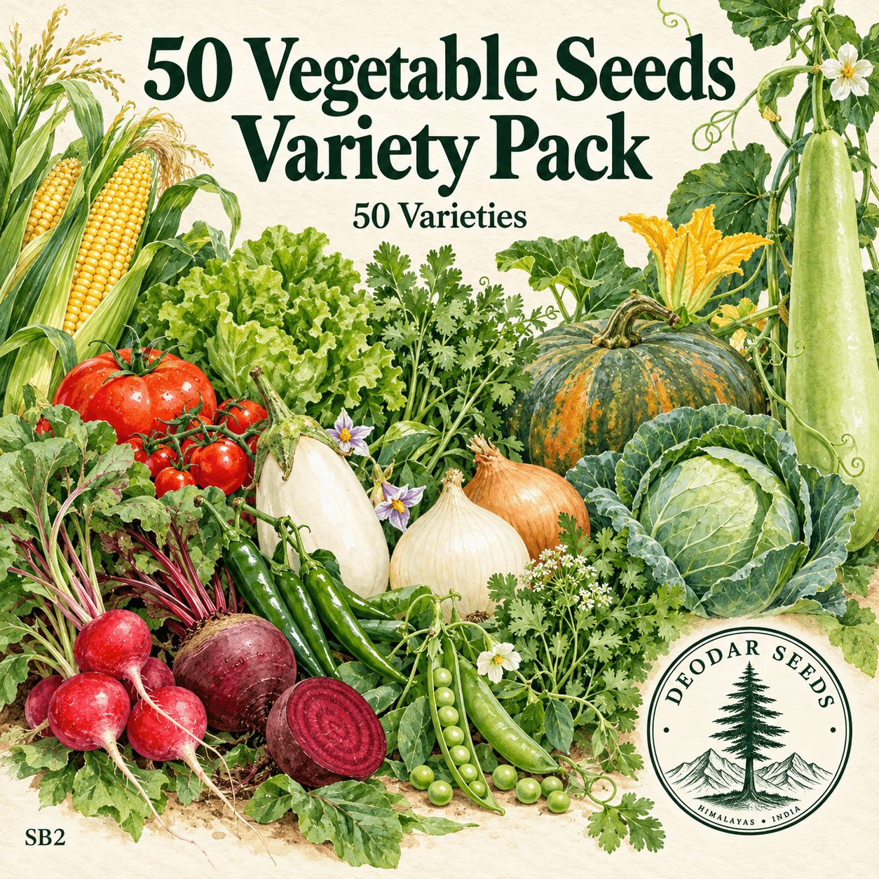 50 Vegetable Seeds Variety Pack – A Complete Kitchen Garden in Every Pack.