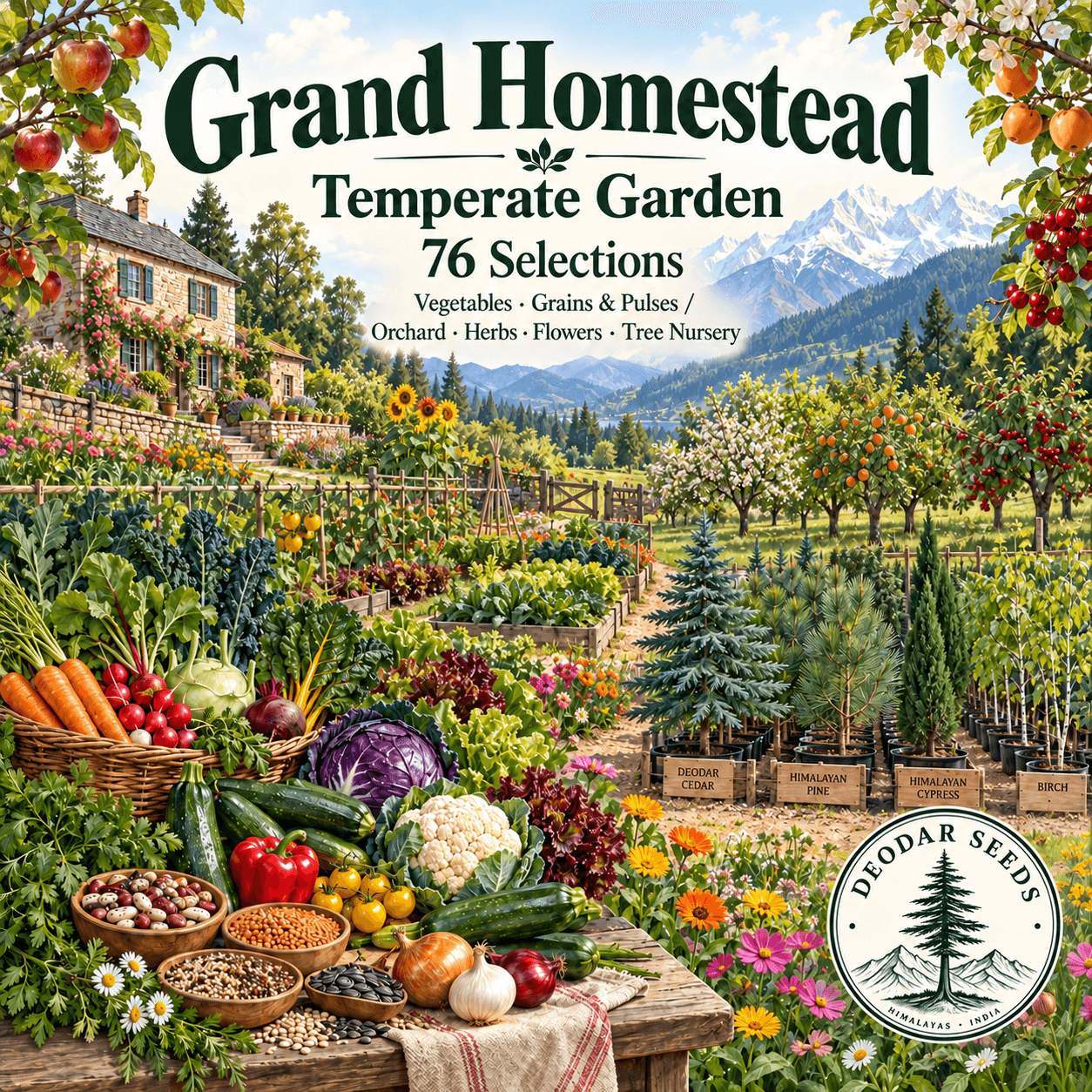 Grand Homestead Seed Collection — Temperate Garden — 76 Selections